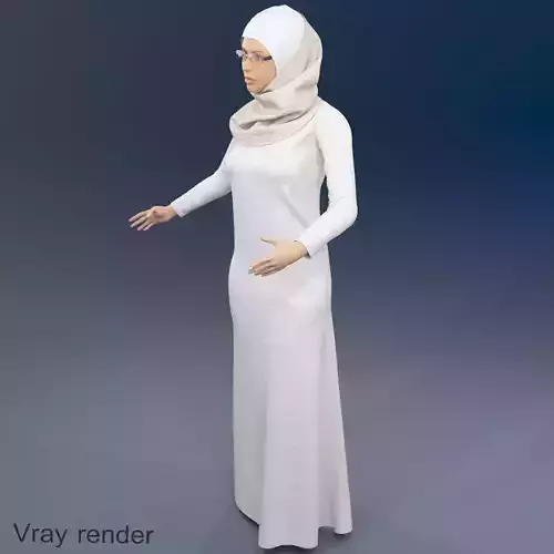 Arabic woman real cloth simulation loop animation 1 3D model