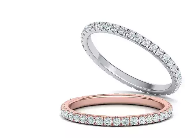 French Cut Pave setting Band ring 3dmodel