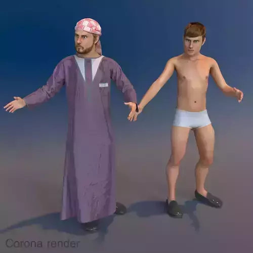 Arabic man real cloth simulation loop animation 4 3D model