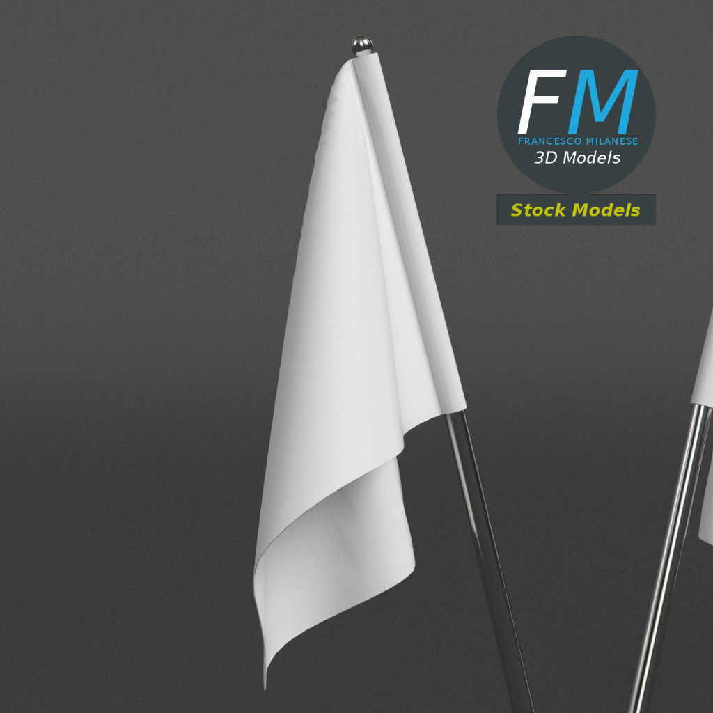 Table top flags with stand 3D model_4