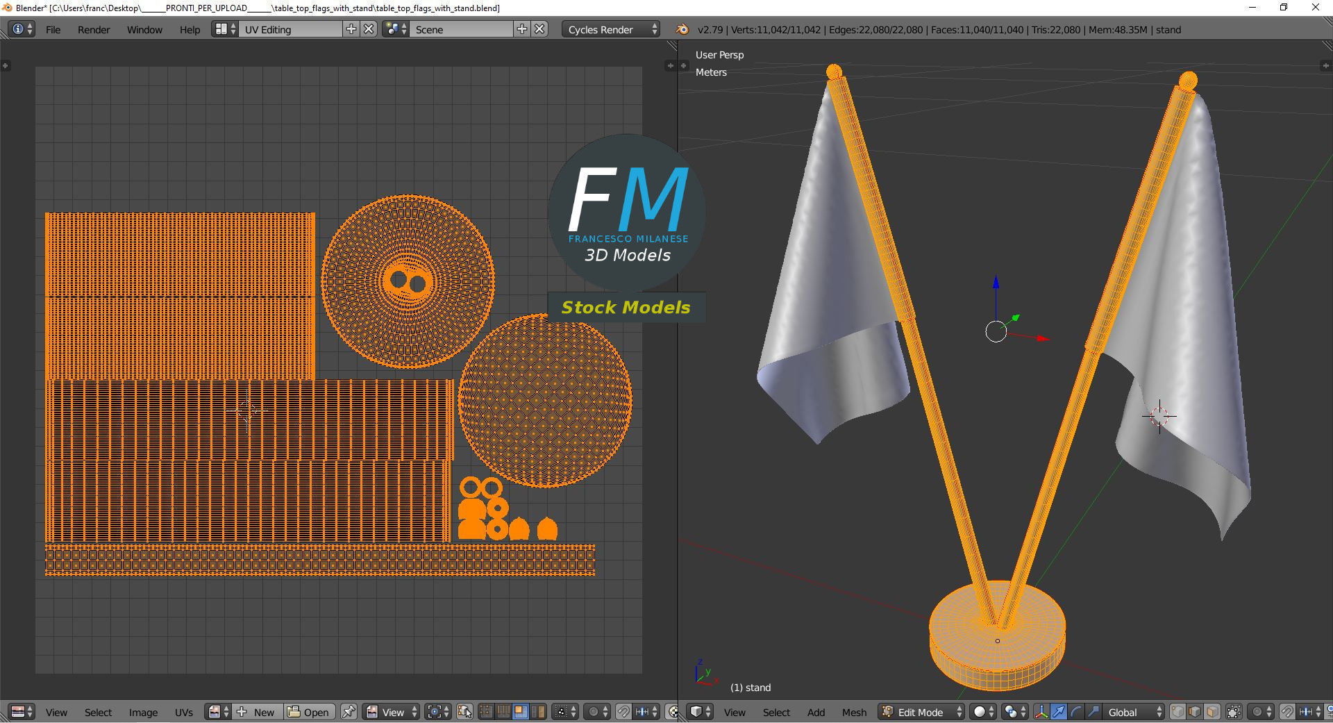 Table top flags with stand 3D model_10