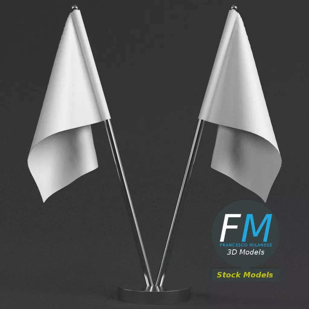 Table top flags with stand 3D model_0