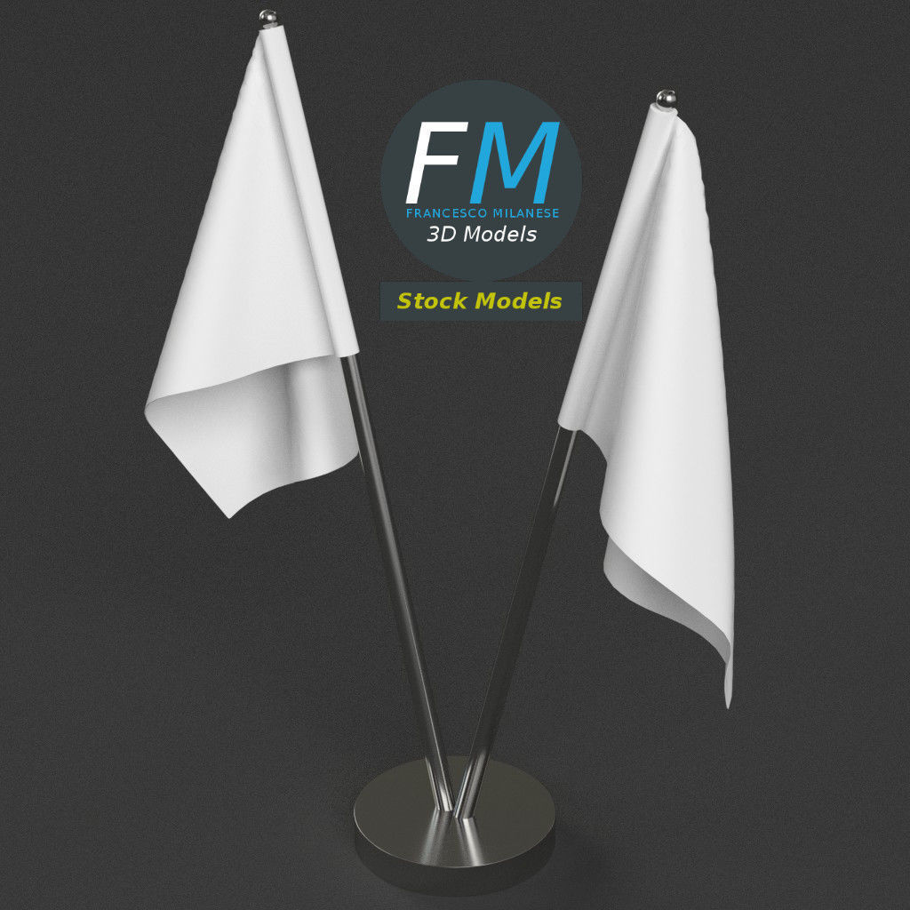 Table top flags with stand 3D model_2