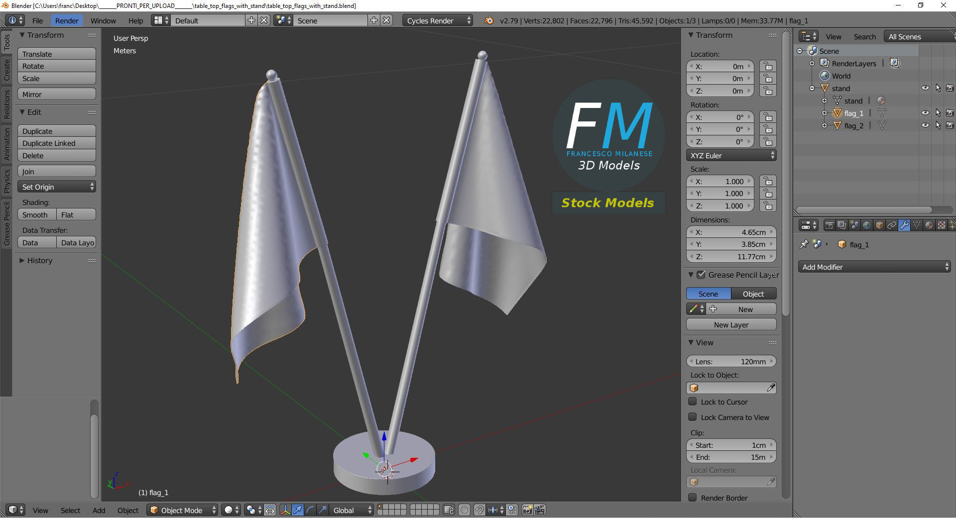 Table top flags with stand 3D model_9
