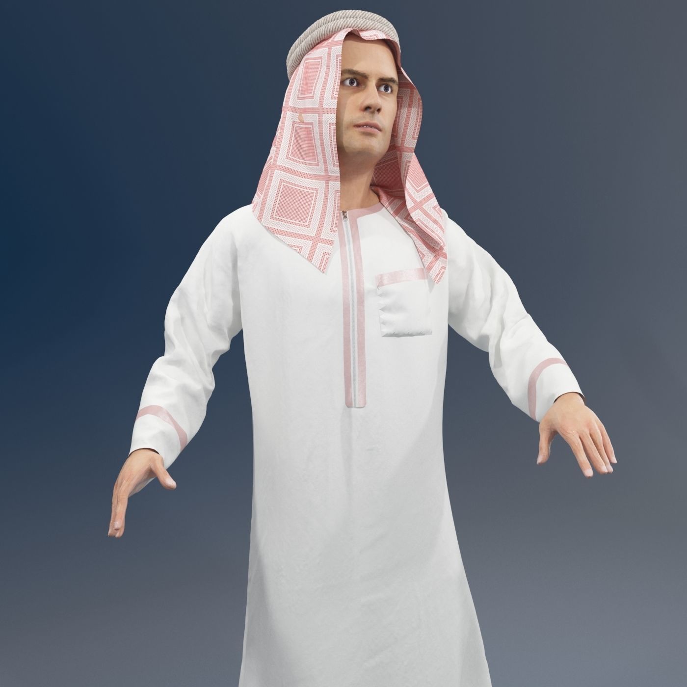 Arabic man real cloth simulation loop animation 3 3D model_8