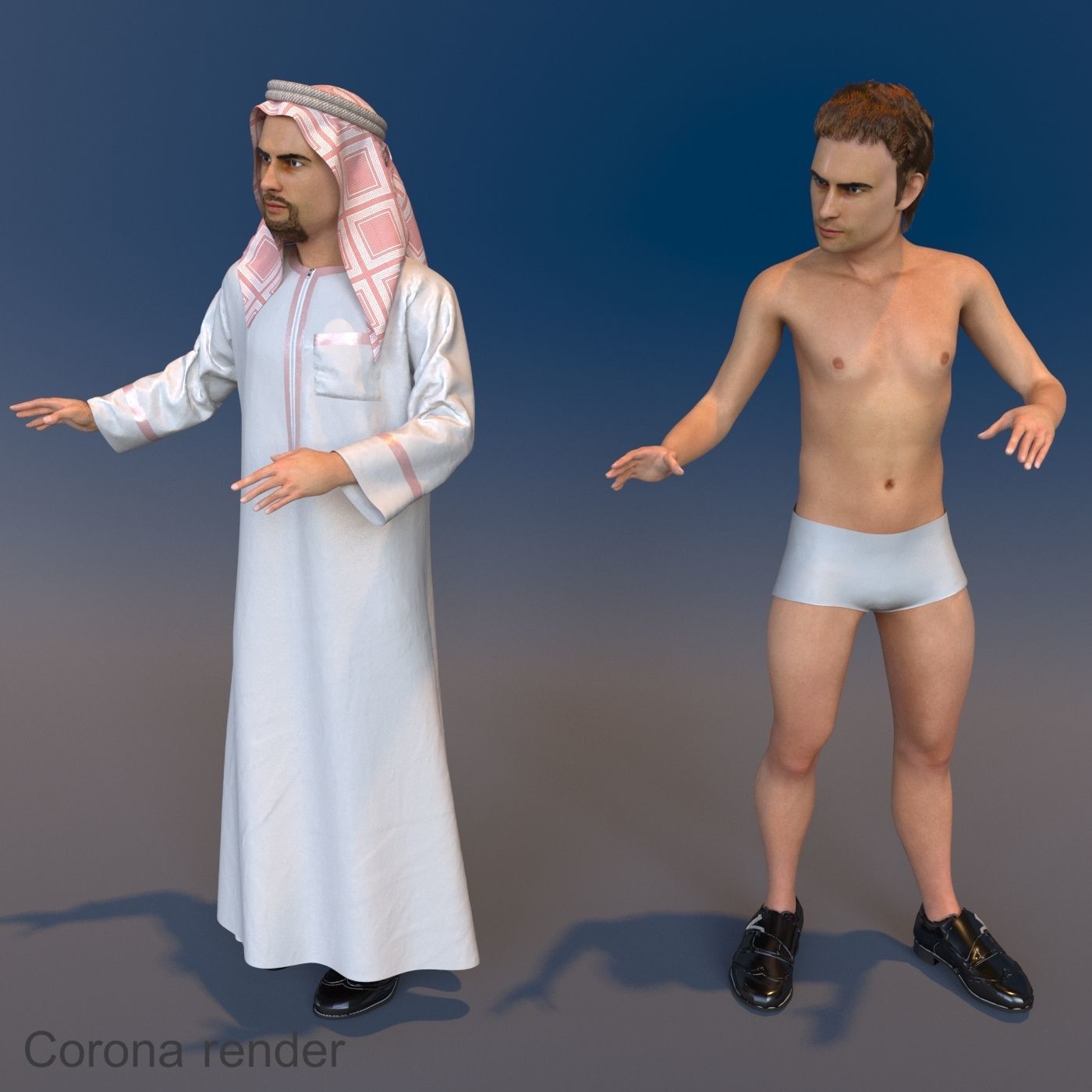 Arabic man real cloth simulation loop animation 3 3D model_7