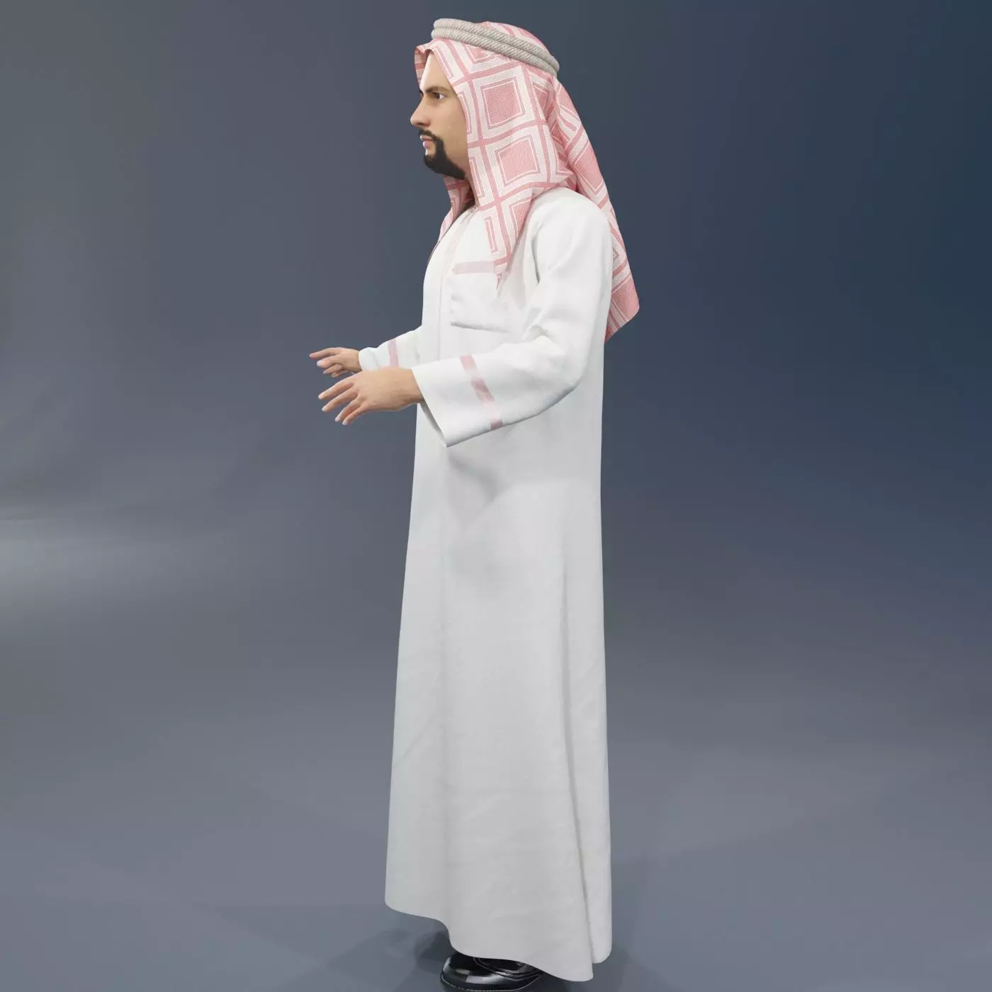 Arabic man real cloth simulation loop animation 3 3D model_0