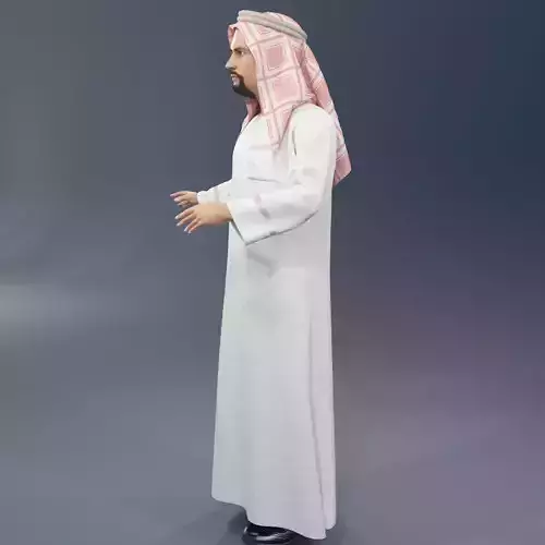 Arabic man real cloth simulation loop animation 3 3D model