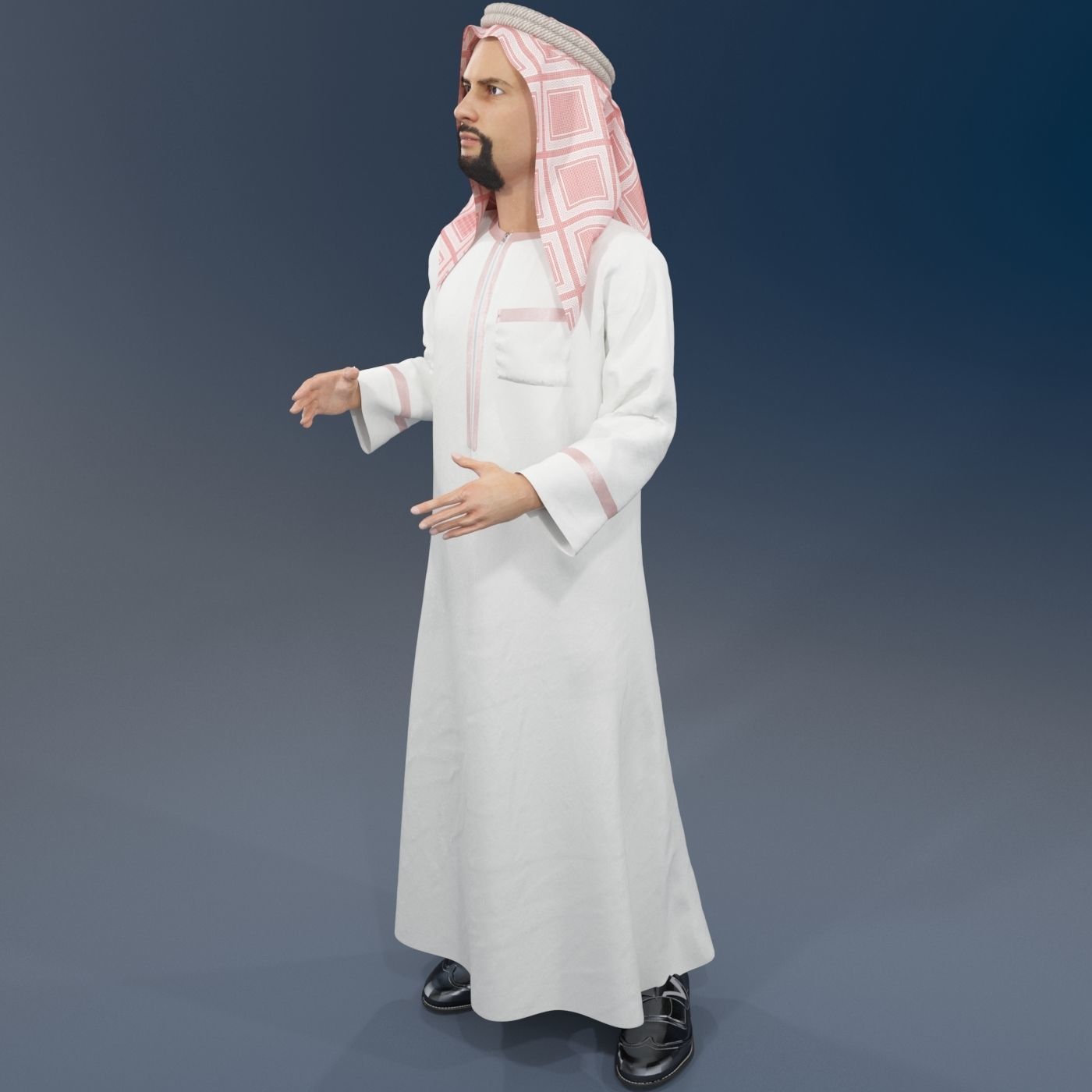Arabic man real cloth simulation loop animation 3 3D model_5