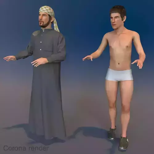 Arabic men real cloth simulation loop animation 2 3D model