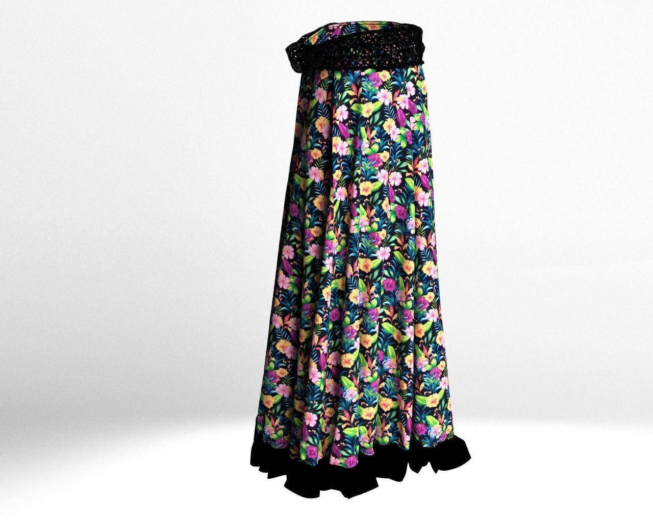 Stylish Designer Women Gypsy Skirt 3D model  3D model_6