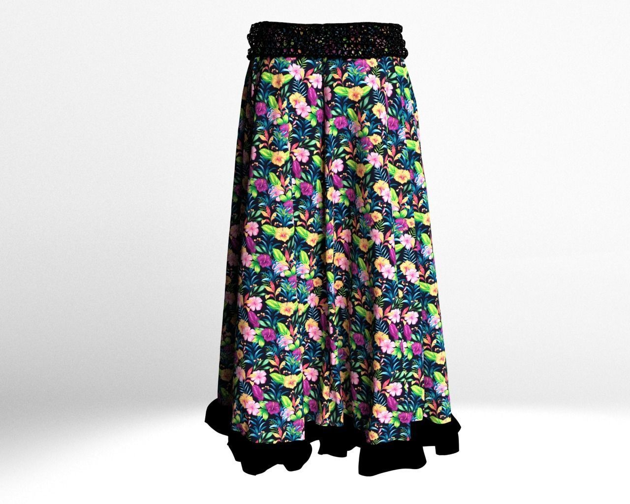 Stylish Designer Women Gypsy Skirt 3D model  3D model_7