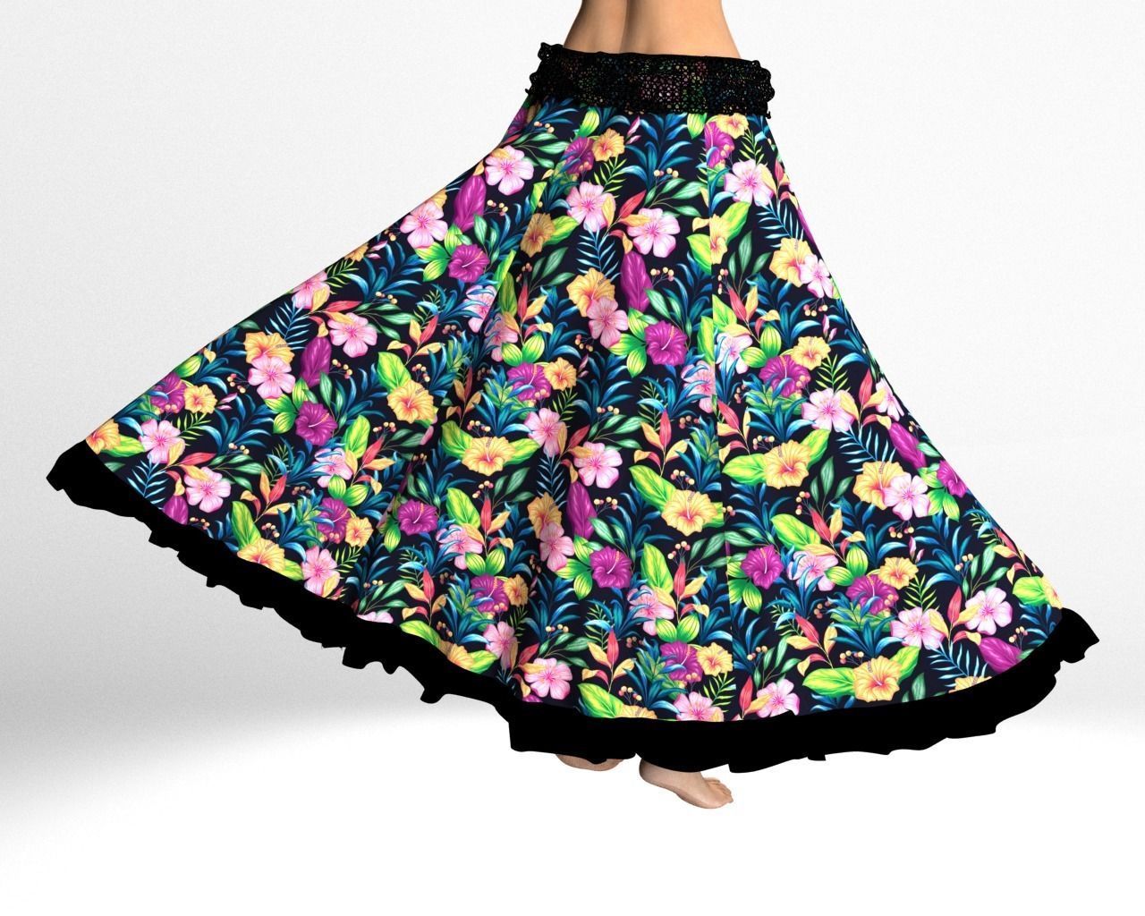 Stylish Designer Women Gypsy Skirt 3D model  3D model_4