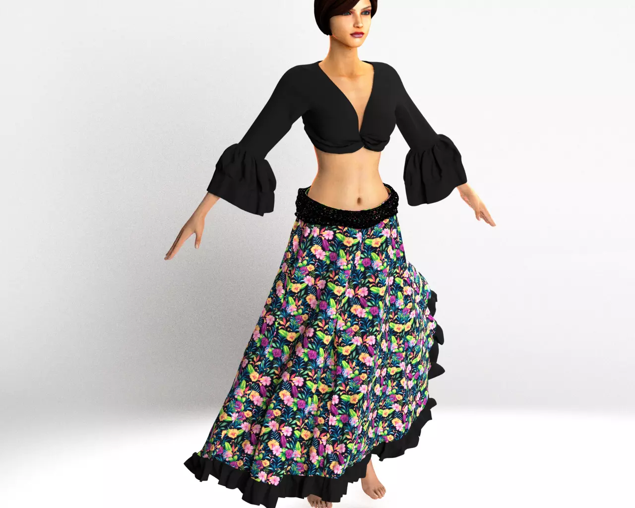 Stylish Designer Women Gypsy Skirt 3D model  3D model_0