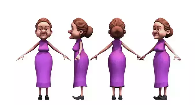 old woman cartoon 3d model