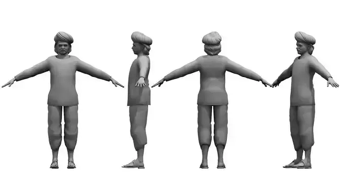  india village  Farmer man 3d model