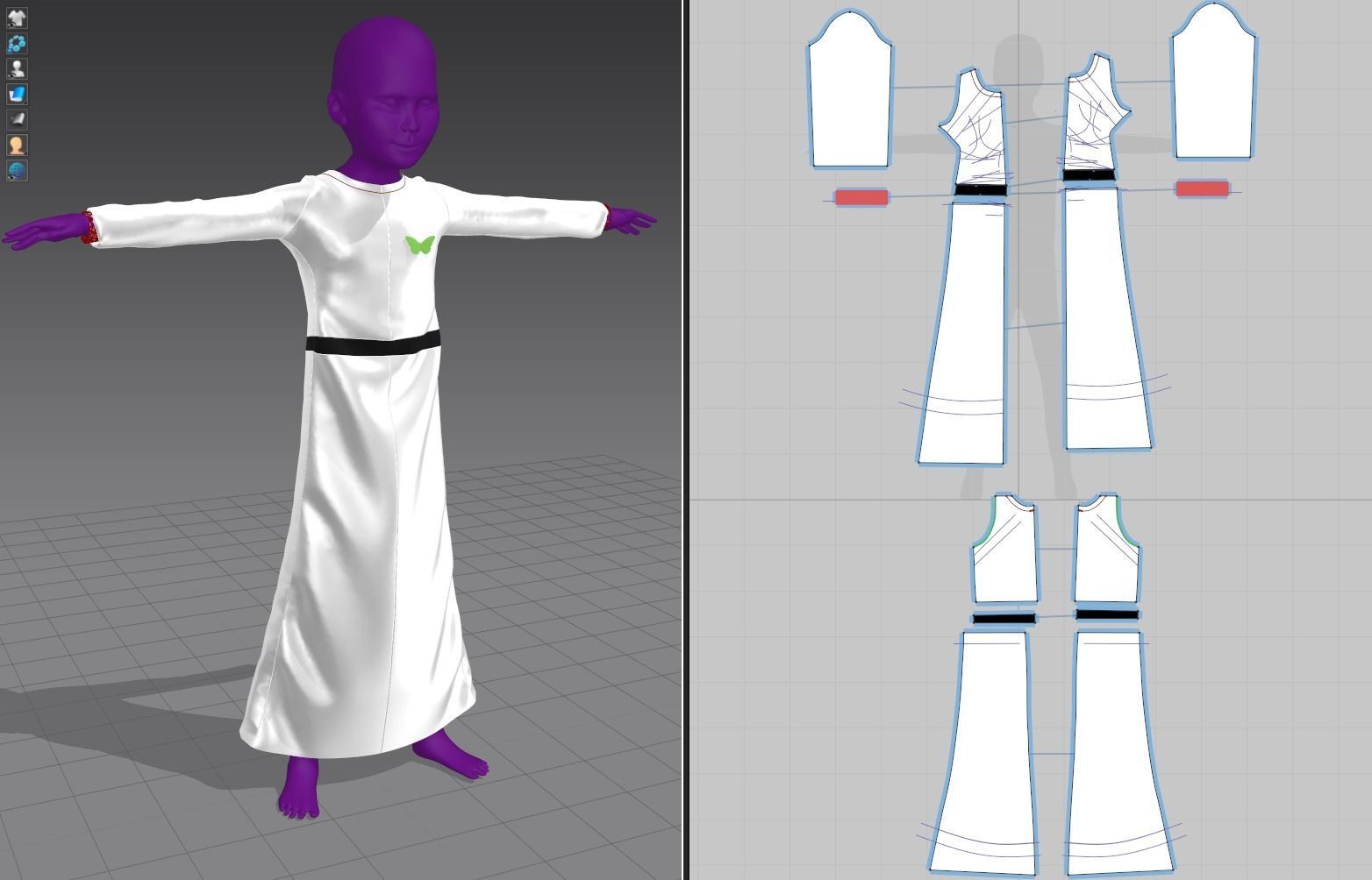 Arabic girl real cloth simulation loop animation 3 3D model_10