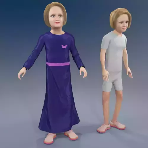 Arabic girl real cloth simulation loop animation 3 3D model