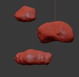 Untitled three cloud shaped pendant lights hanging from ceiling 3D model_1