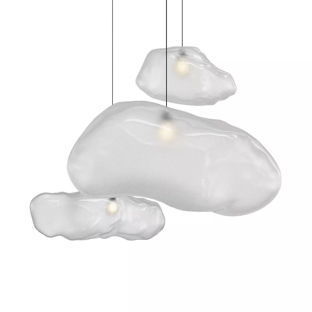 Untitled three cloud shaped pendant lights hanging from ceiling 3D model_0