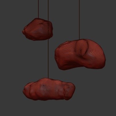 Untitled three cloud shaped pendant lights hanging from ceiling 3D model_2