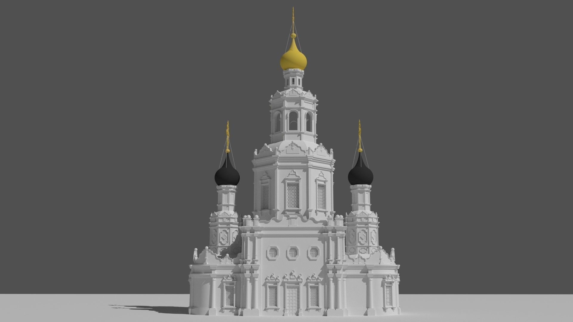 3D Church with gold domes 3D print model_1