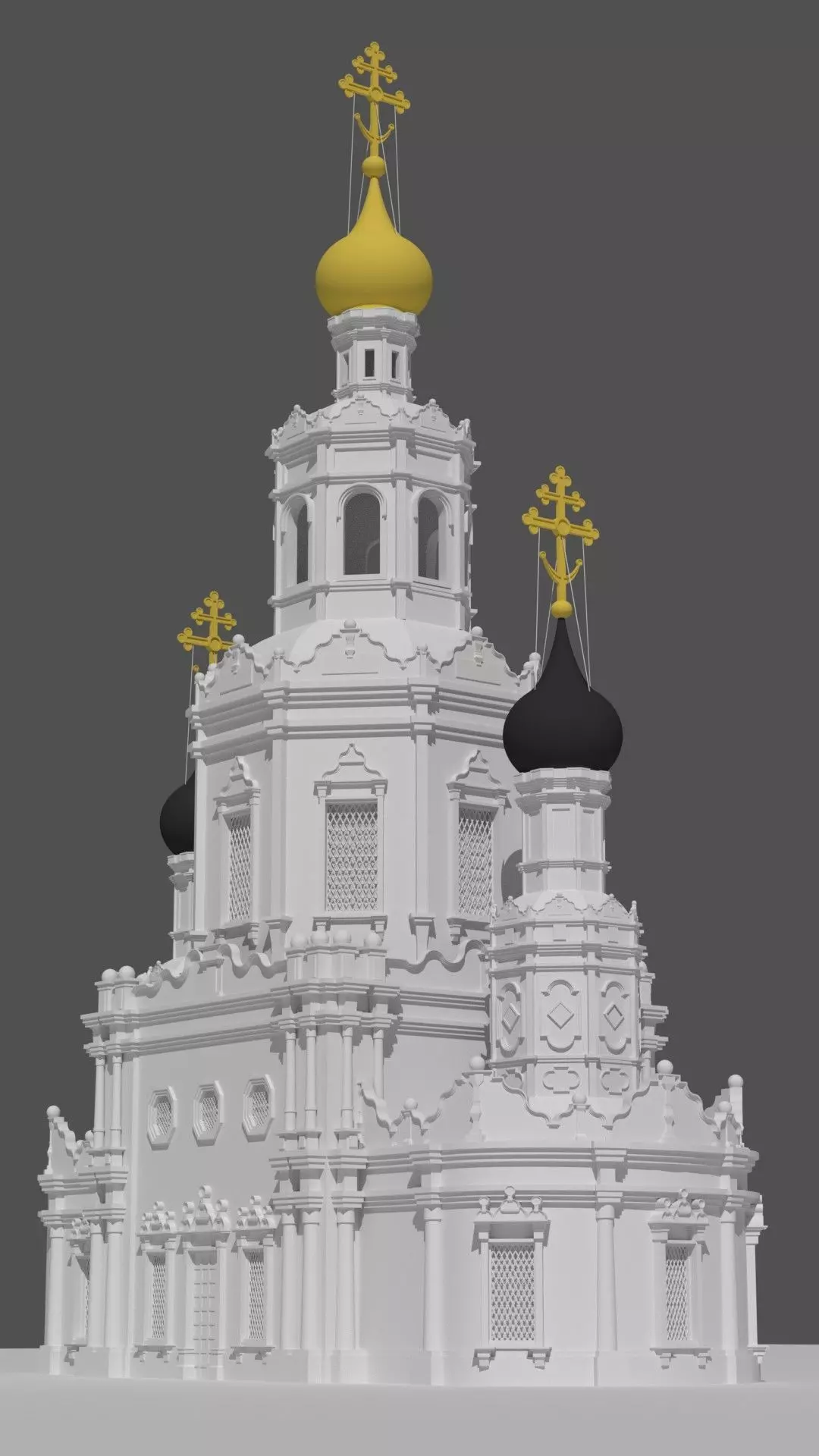 3D Church with gold domes 3D print model_0