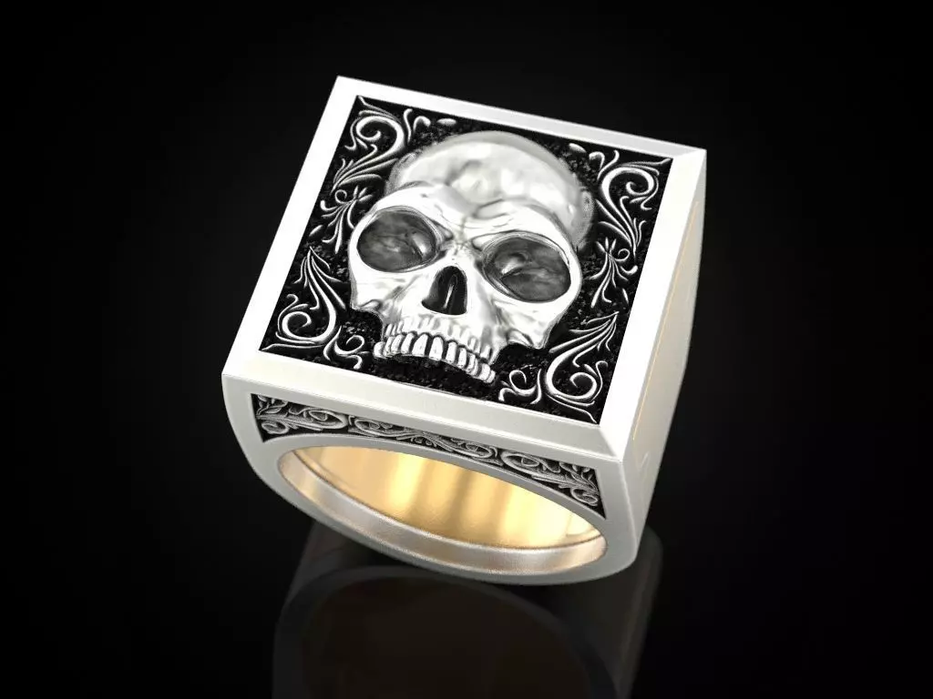 Skull Secret Compartment ring 3D print model_0