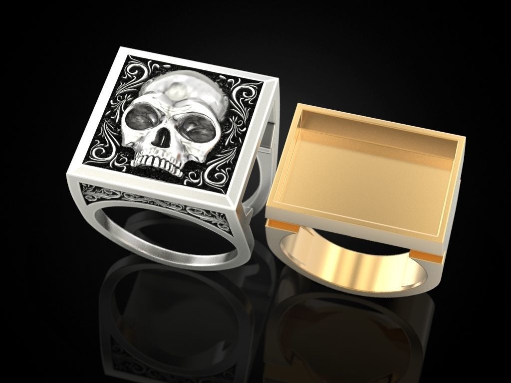 Skull Secret Compartment ring 3D print model_3