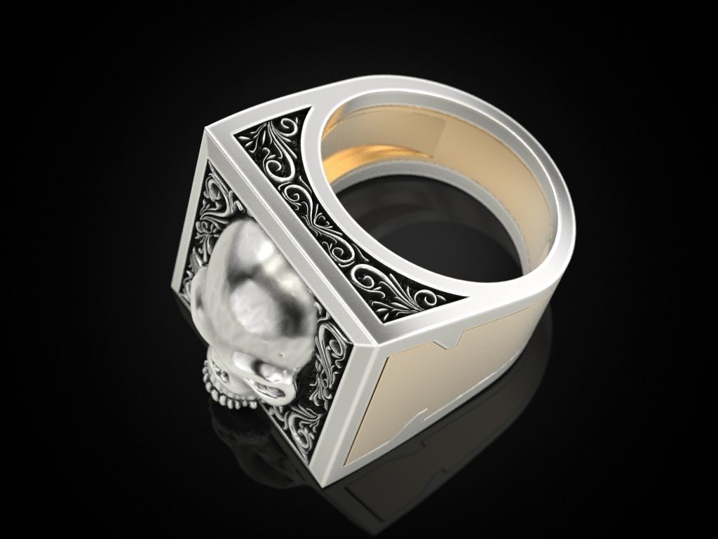 Skull Secret Compartment ring 3D print model_11