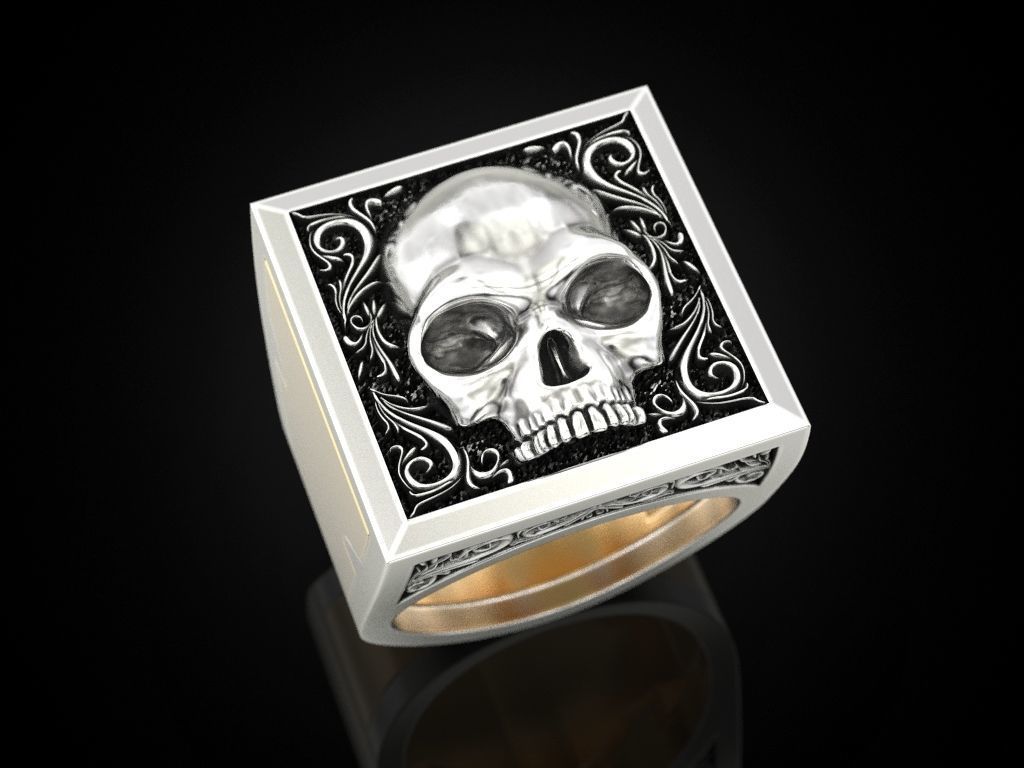 Skull Secret Compartment ring 3D print model_7