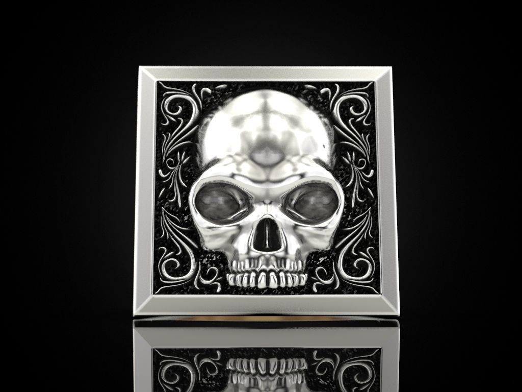 Skull Secret Compartment ring 3D print model_9