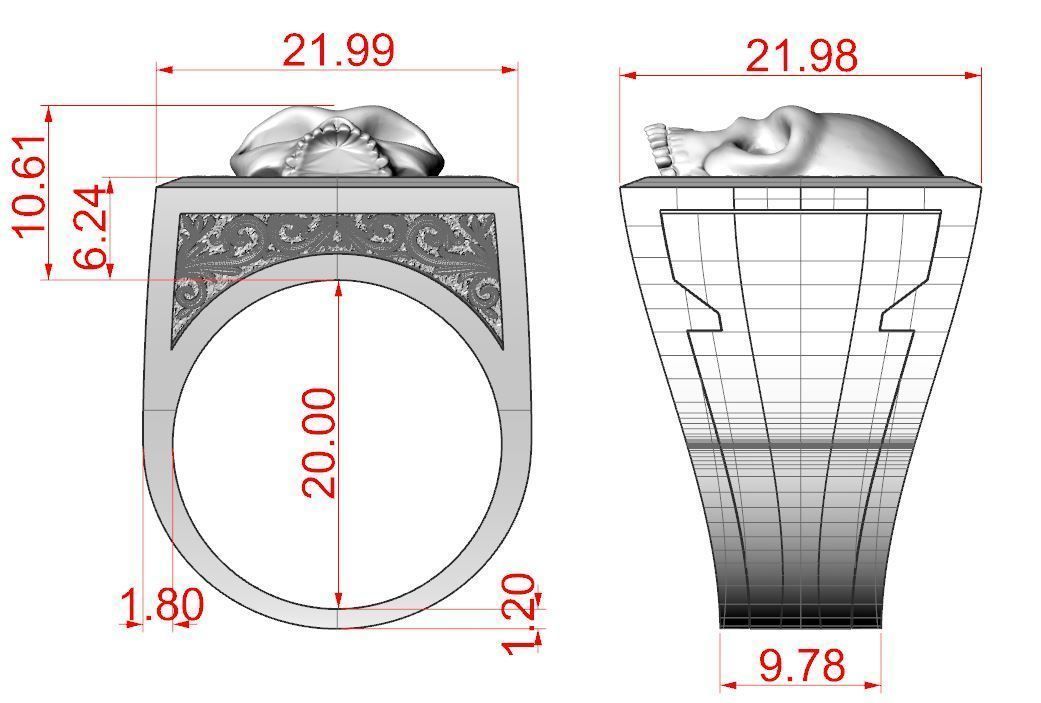 Skull Secret Compartment ring 3D print model_13