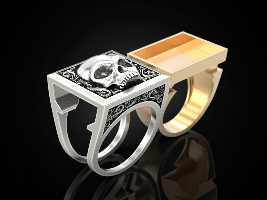 Skull Secret Compartment ring 3D print model_4