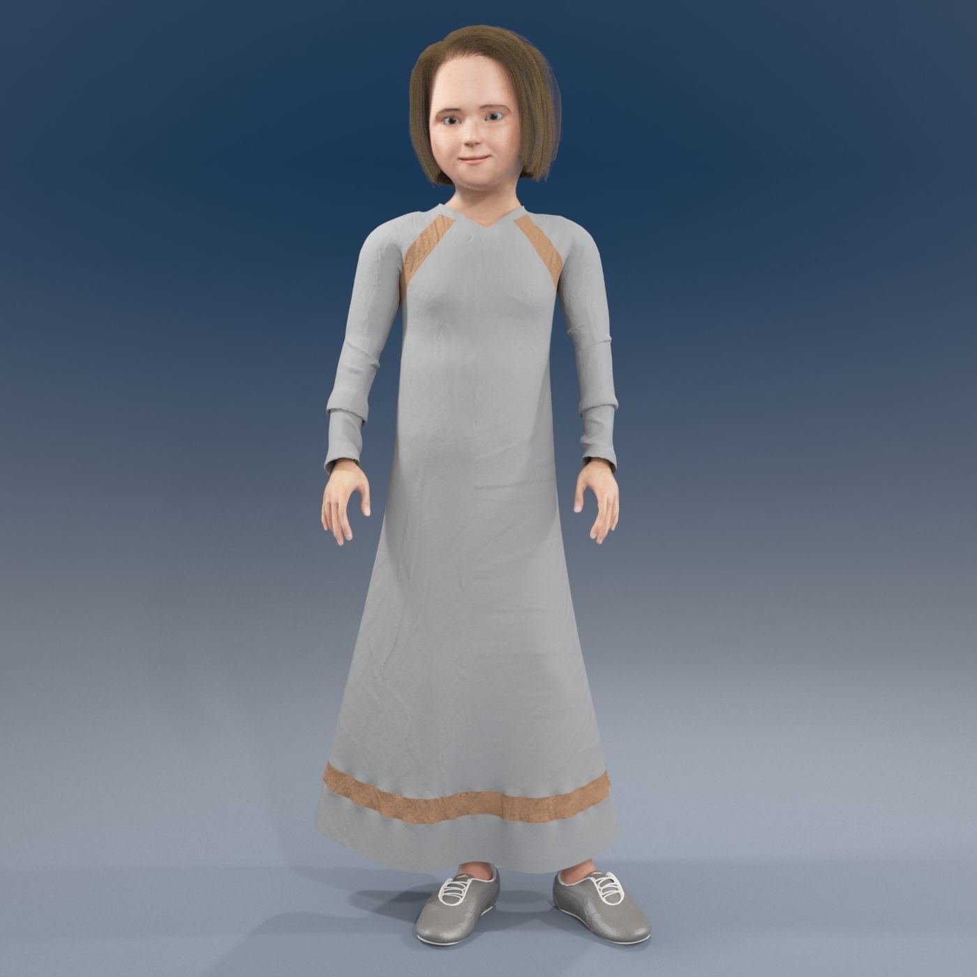 Arabic girl real cloth simulation loop animation 2 3D model_7