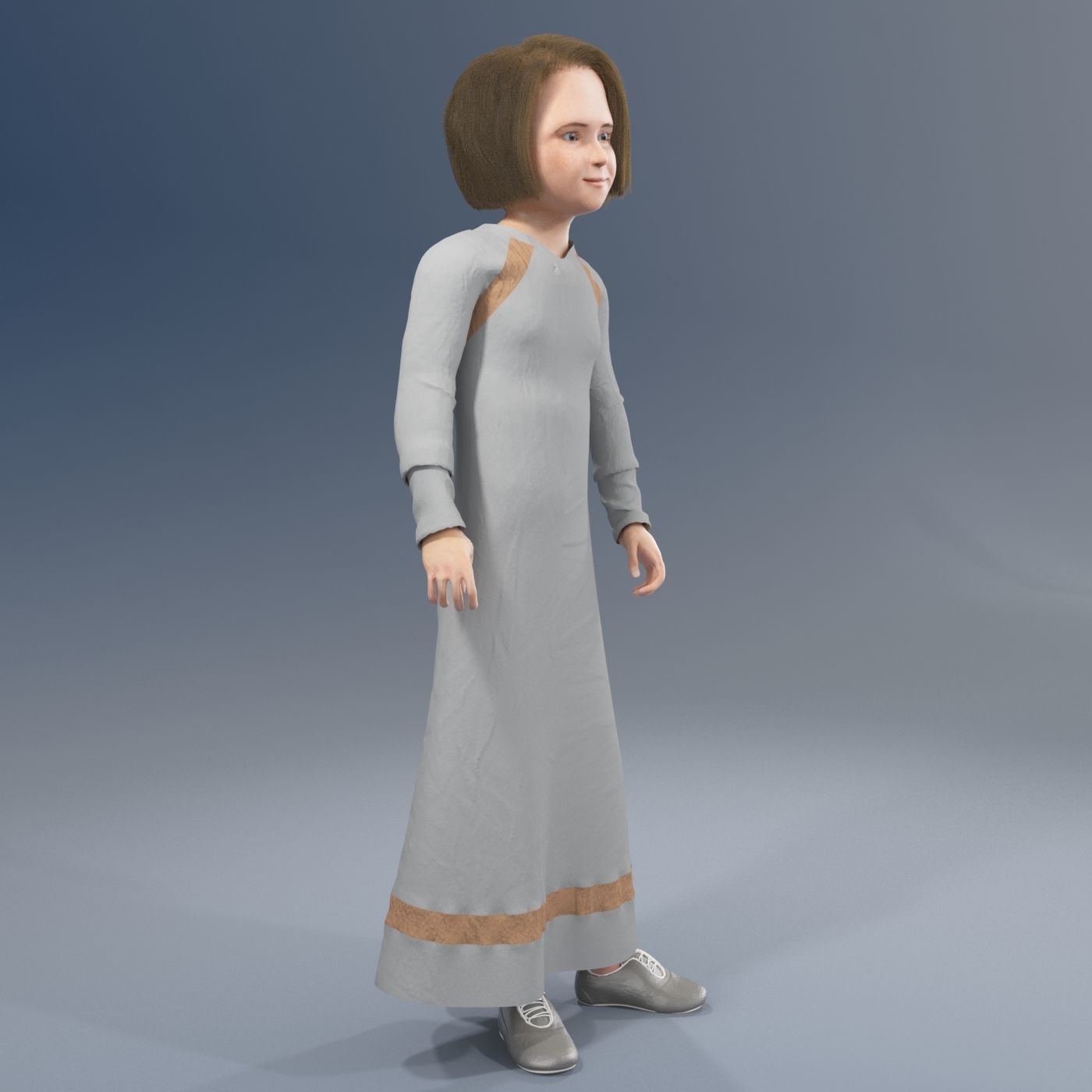 Arabic girl real cloth simulation loop animation 2 3D model_9