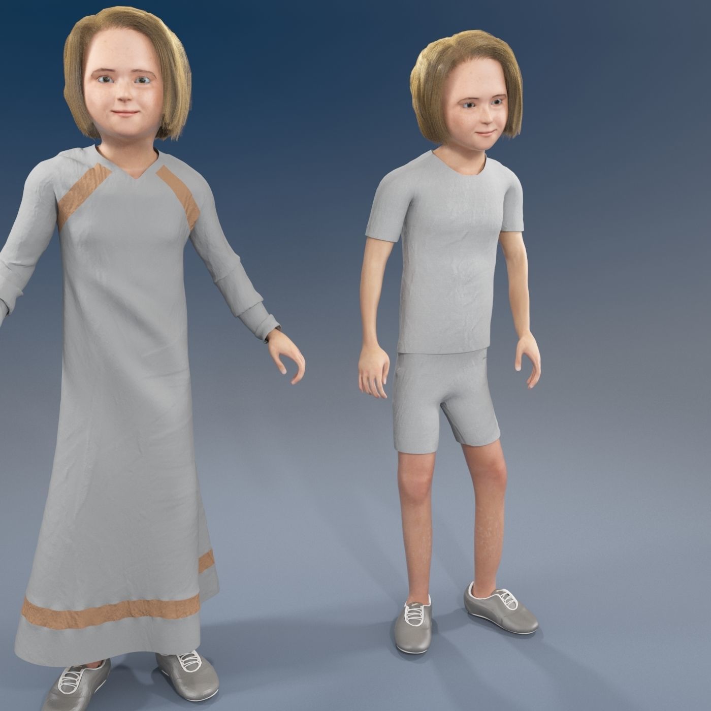 Arabic girl real cloth simulation loop animation 2 3D model_5