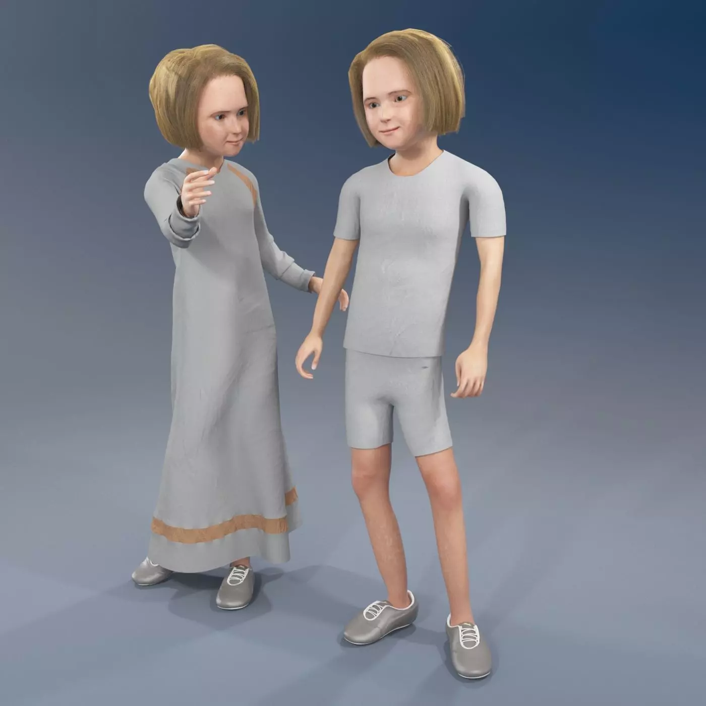 Arabic girl real cloth simulation loop animation 2 3D model_0