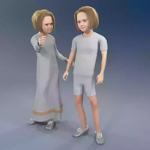 Arabic girl real cloth simulation loop animation 2 3D model