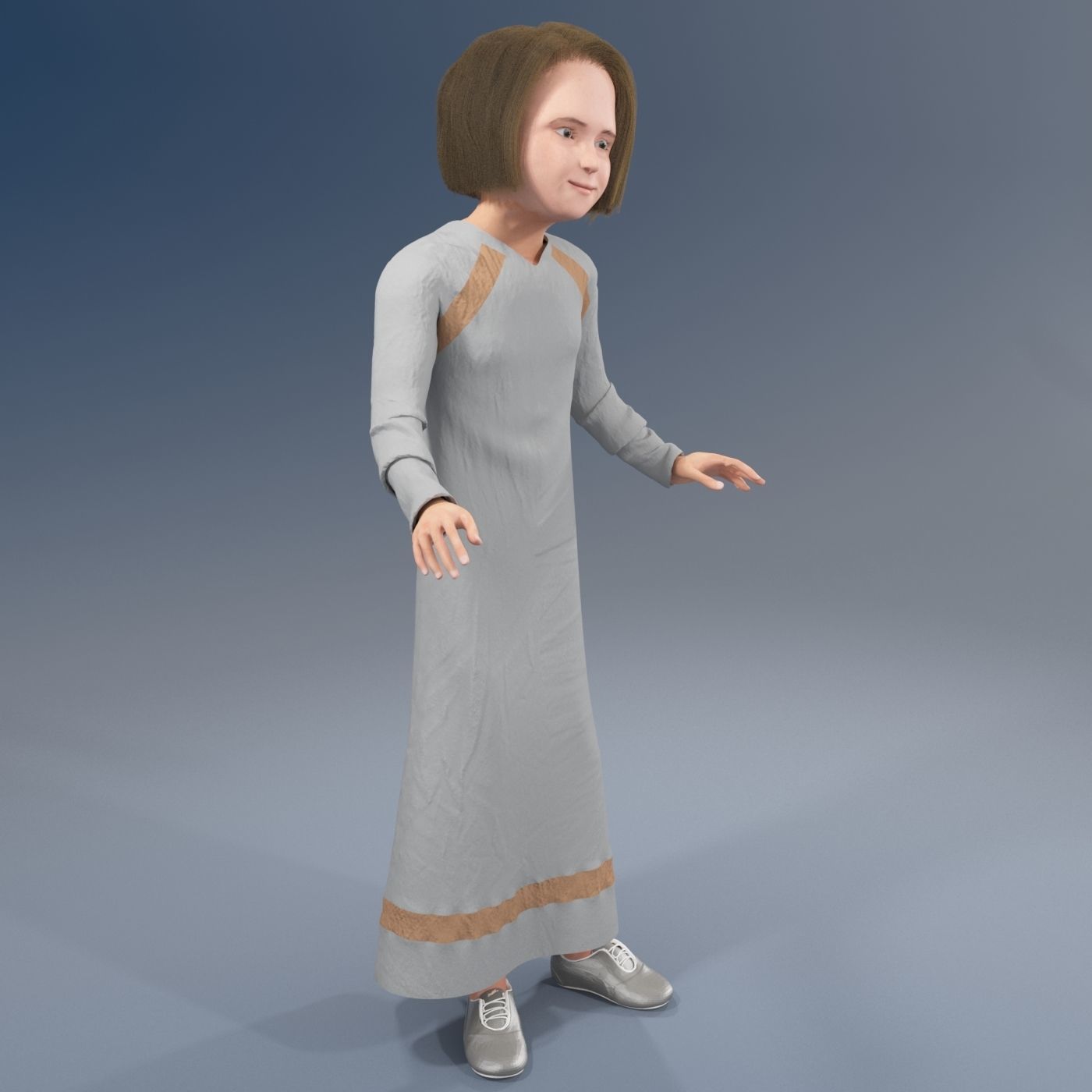 Arabic girl real cloth simulation loop animation 2 3D model_6