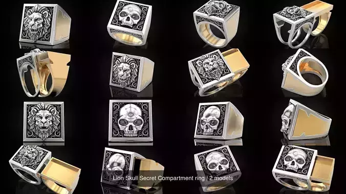 Lion Skull Secret Compartment ring