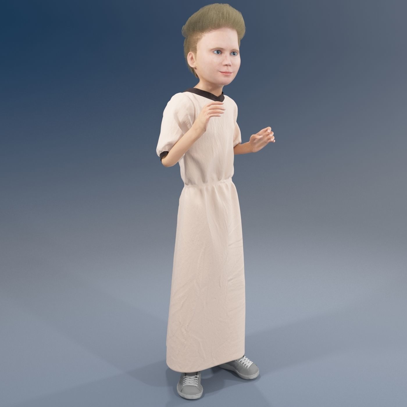 Arabic girl real cloth simulation loop animation 1 3D model_7