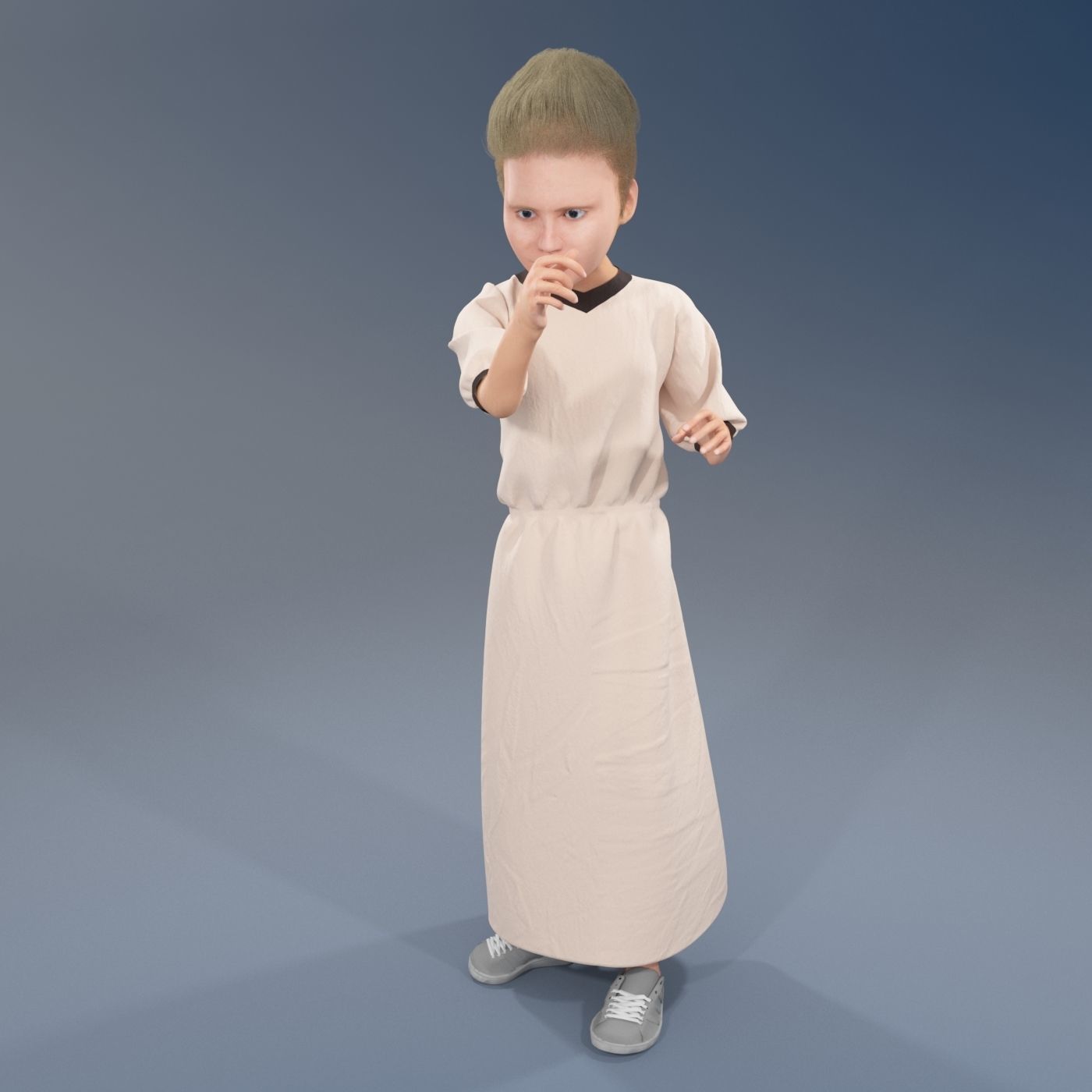 Arabic girl real cloth simulation loop animation 1 3D model_6