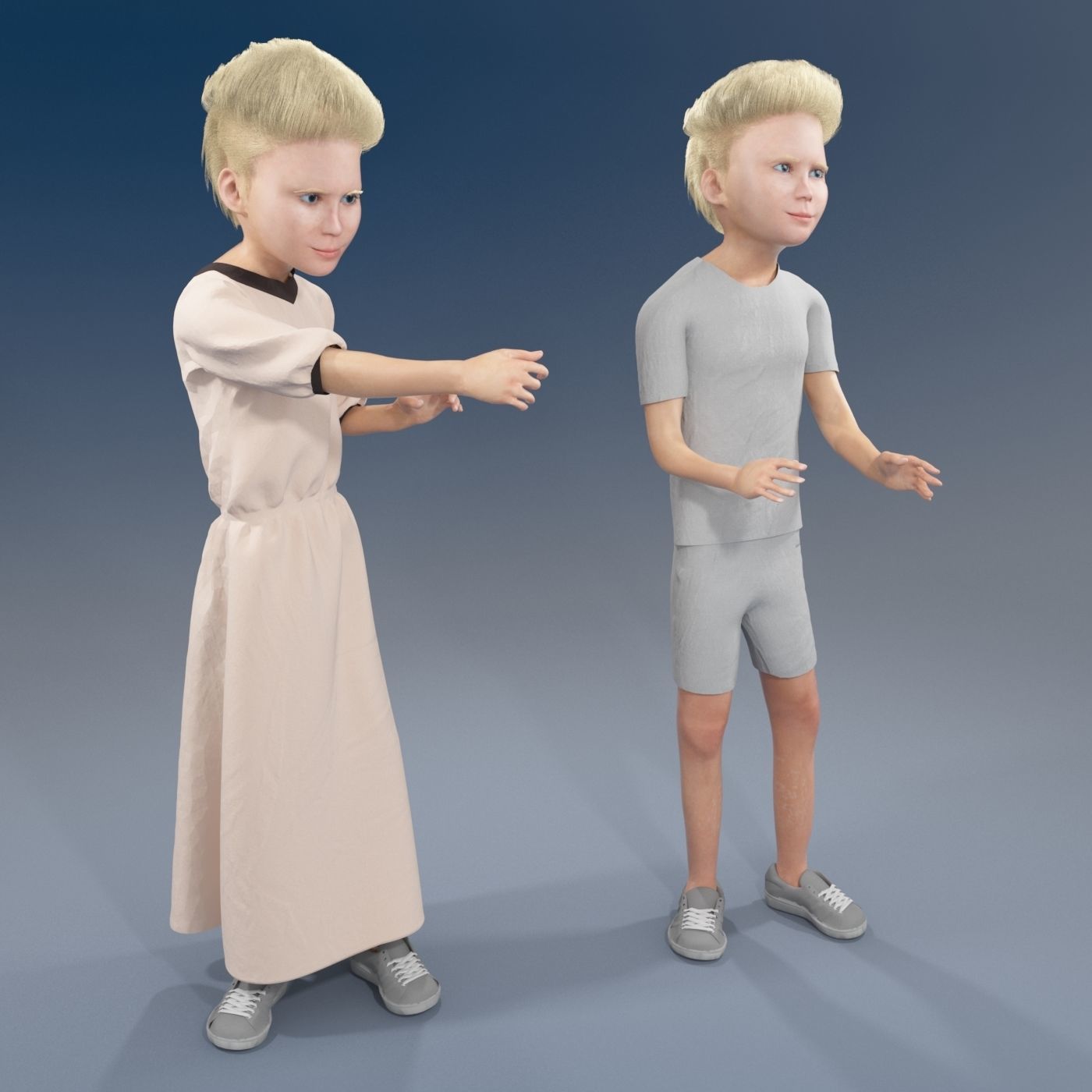 Arabic girl real cloth simulation loop animation 1 3D model_5