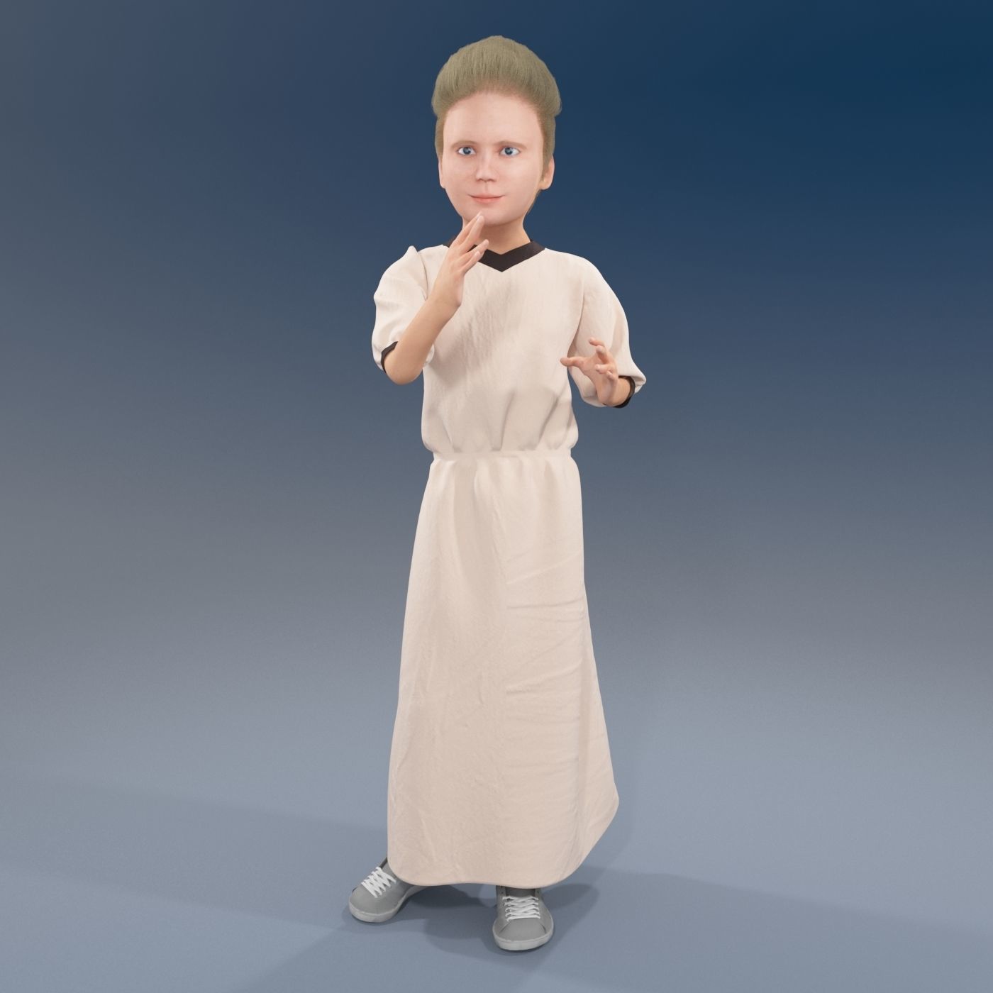 Arabic girl real cloth simulation loop animation 1 3D model_8