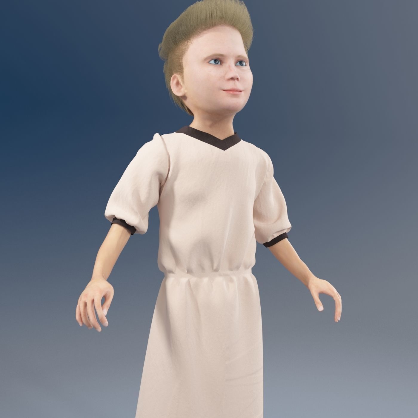 Arabic girl real cloth simulation loop animation 1 3D model_9