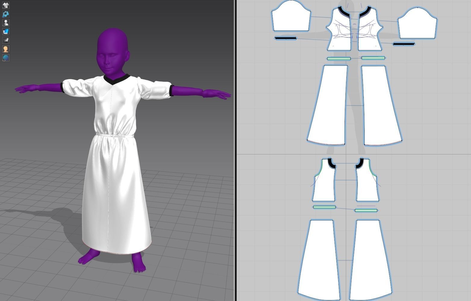 Arabic girl real cloth simulation loop animation 1 3D model_10