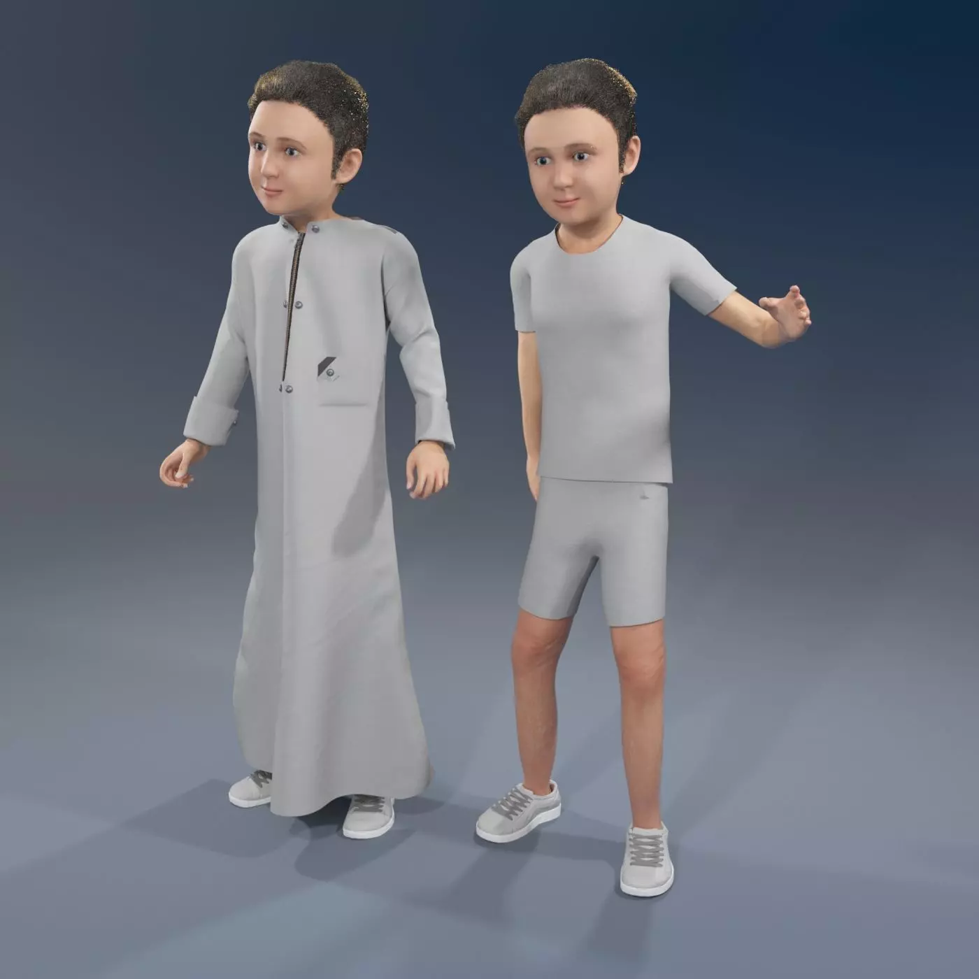 Arabic boy real cloth simulation loop animation 4 3D model