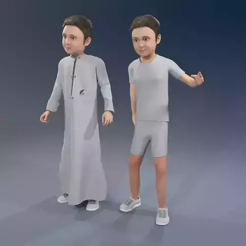 Arabic boy real cloth simulation loop animation 4 3D model