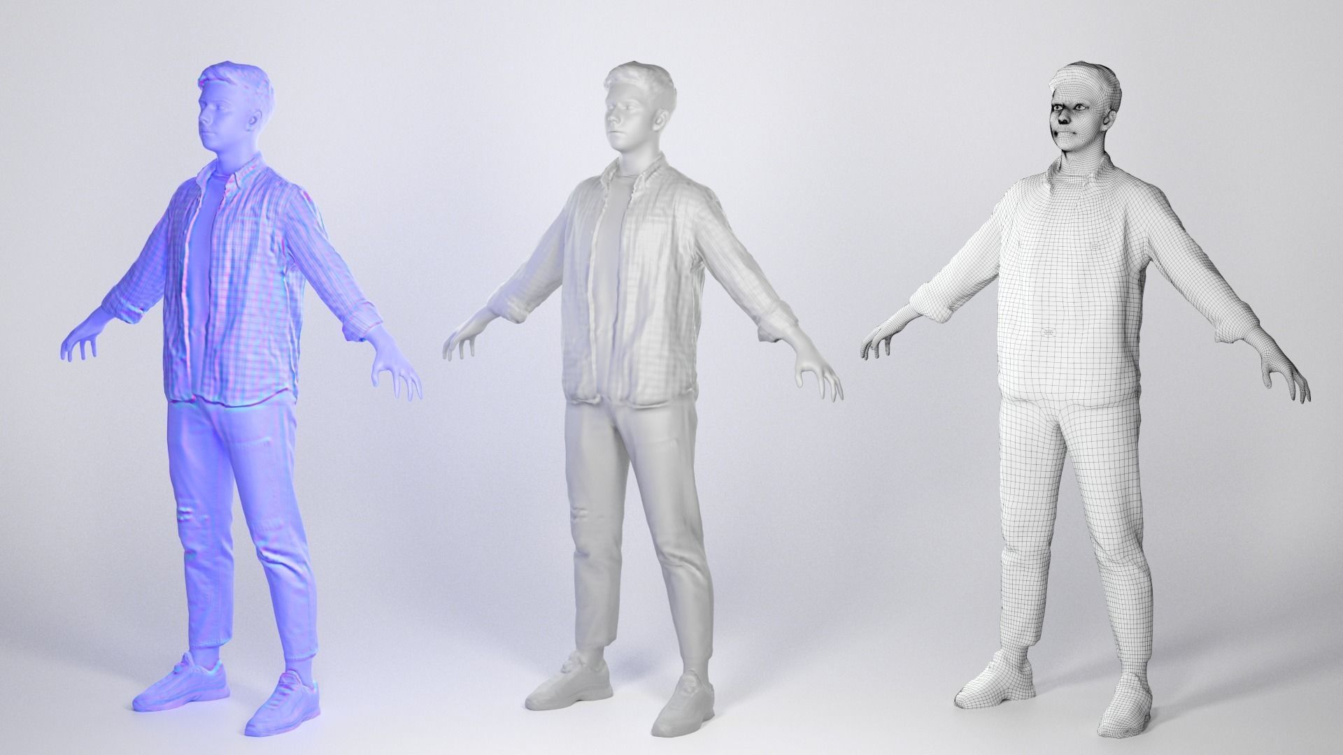 Stylish young man ready for rigging 59 Low-poly 3D model_3